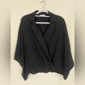 Mittoshop Minimalist Batwing Collared Blouse size S/M